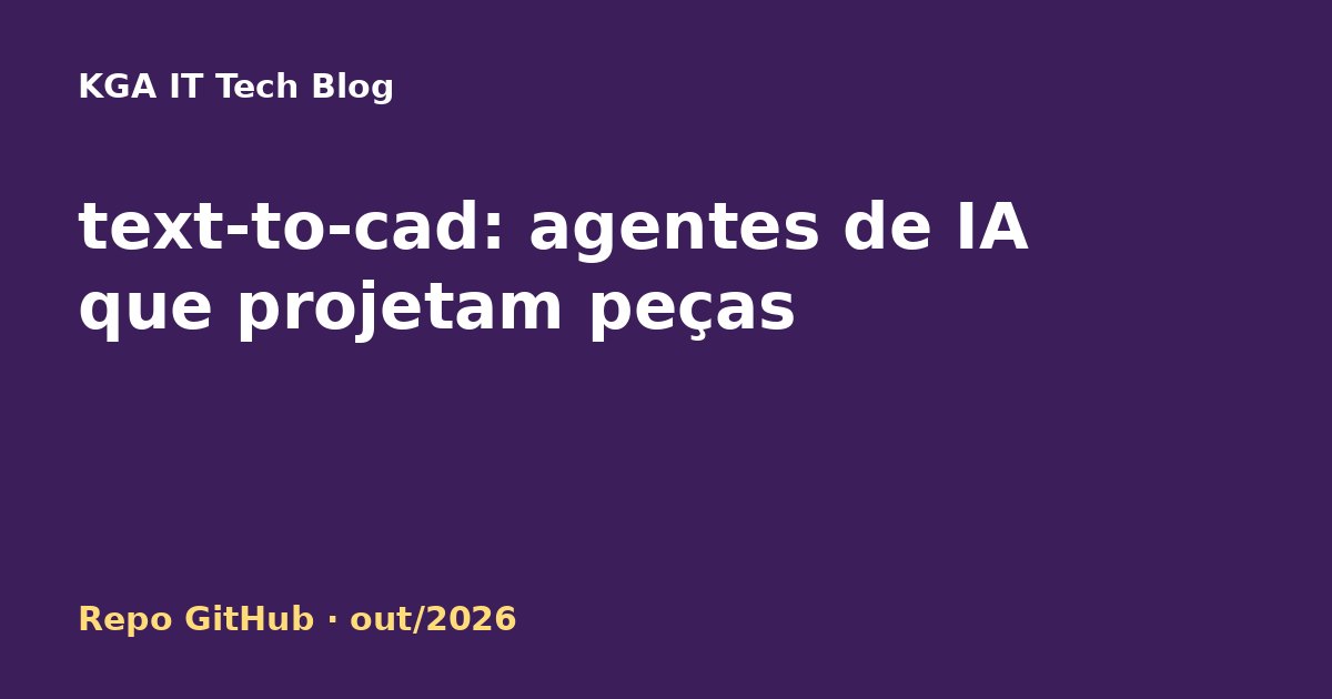 Capa: text-to-cad, plugin que dá a agentes de IA capacidade de CAD