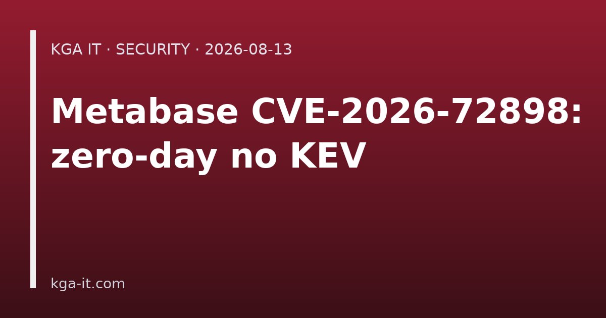 Capa: falha Metabase CVE-2026-72898 explorada e no KEV