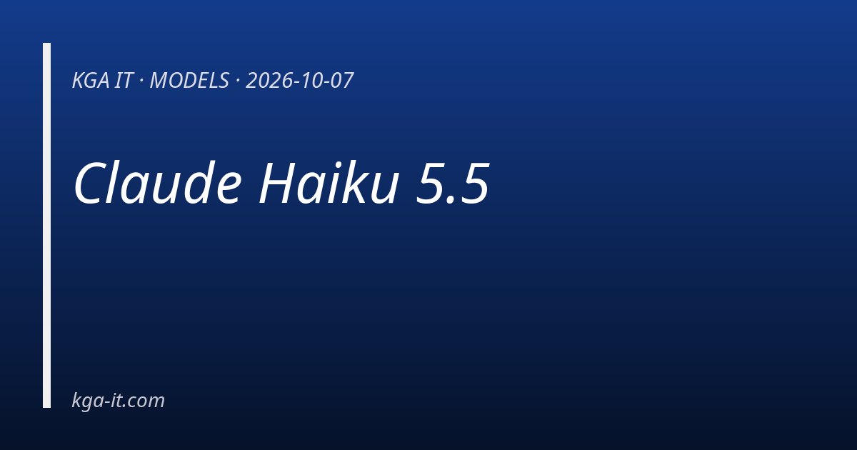 Claude Haiku 5.5 — KGA IT